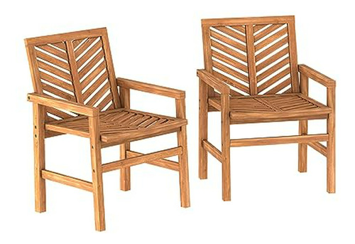 Conjunto Sillas Madera Patio Entrelazado, Set 2, Marrón