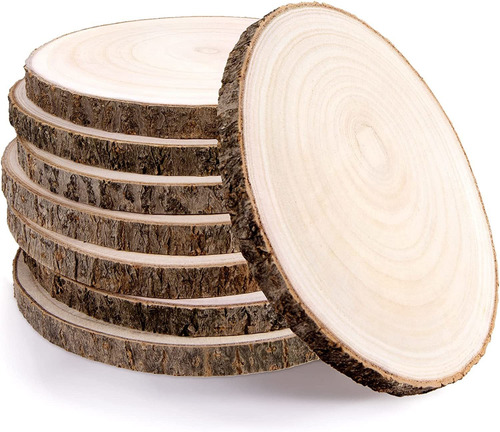 Paquete De 8 Rebanadas Redondas De Madera Rústica De 8...