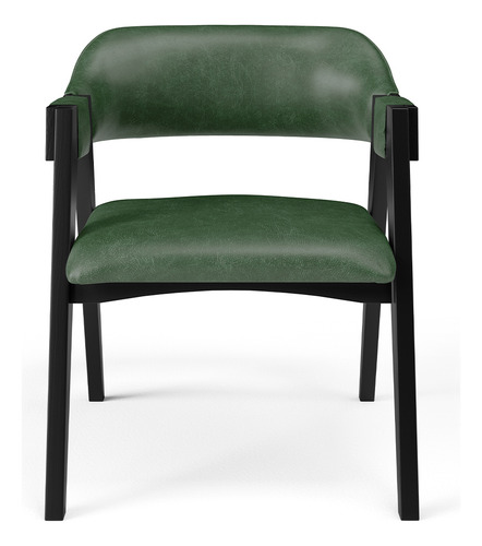 Kit 4 Cadeiras Sala de Jantar Estar Living Estofada Suran L02 Preto Couríssimo Verde Musgo