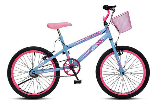 Bicicleta Colli Jully Aro 20 36 Raias Freios V-brake Cor Azul Champanhe/Rosa