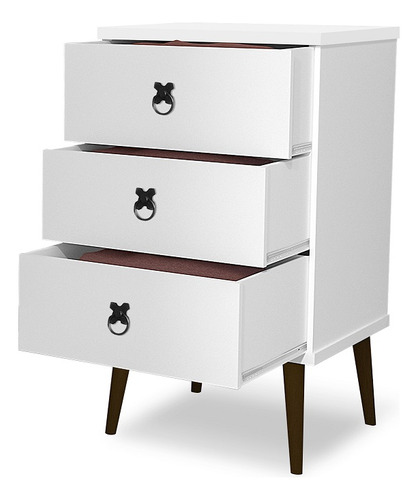 Mesa De Cabeceira Para Quarto Retrô 3 Gavetas Organiza Madri