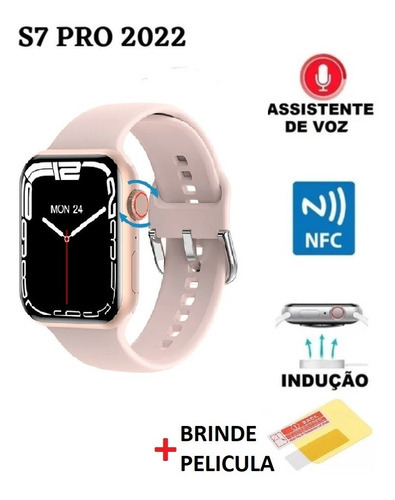 Relogio Smartwatch S7 Pro Faz Ligações Nfc Baixa Foto Cor Da Caixa Rosé Gold