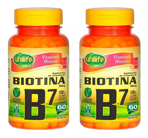 Vitamina B7 (biotina) - 2x 60 Cápsulas - Unilife