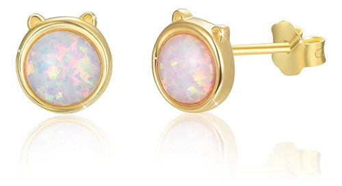 Cat Earrings,opal Earrings 18k Gold Plated Sterling Silver O