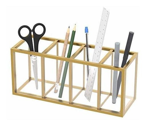 Organizador Portalapices 4 Compartimientos -dorado