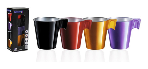 Set X 4 Tazas De Café Expresso 80ml Colores Ub