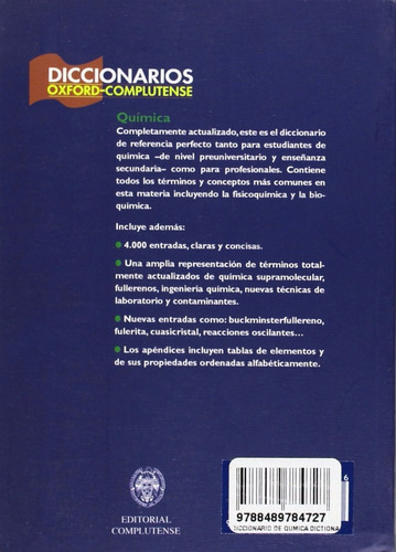 Diccionario De Química Immaculada Julián González Editorial Complutense