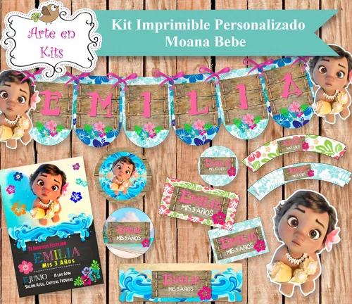 Kit Imprimible Moana Bebe Cumpleanos Candy Bar Primer Ano Arte En Kits