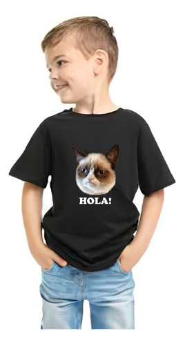 Playera Grumpy Cat Gato Hola Niño Niña Meme Viral Punch