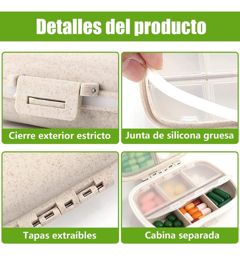 Pastillero Portátil A Prueba De Humedad De 8 Compartimentos