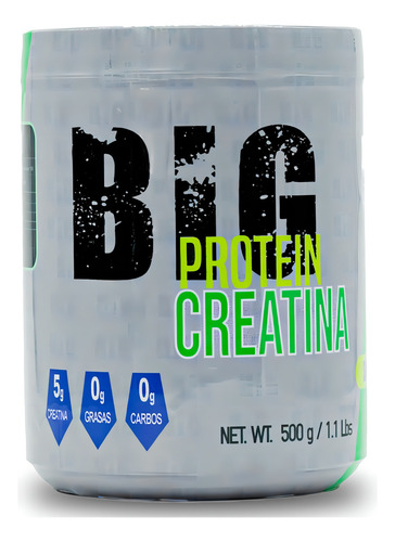 Suplemento Polvo Creatina Monohidratada 500 Gr 100 Servi Big Sabor Limón