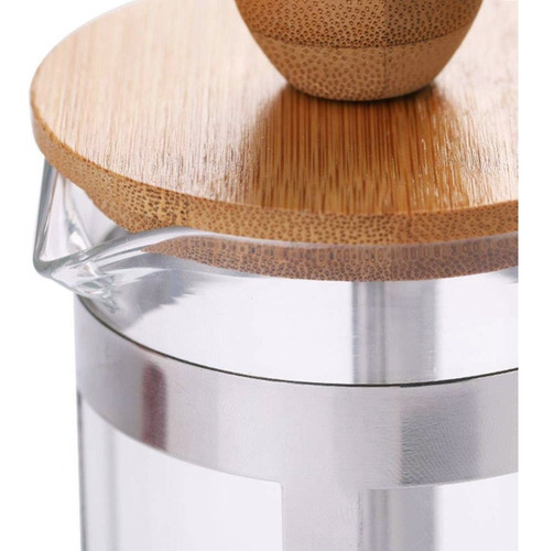 Imagen 3 de 10 de Cafetera Embolo Metal Bambu Cuchara 600ml Pettish Online