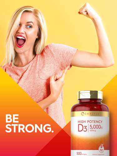 Carlyle Vitamina D3 5000 Ui Suplemento No Gmo 500 Cápsulas