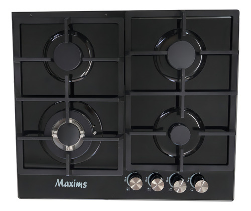Parrilla A Gas De Cristal Templado Maxis Hbh4gs, Parillas De Hierro, 4 Quemadores, Color Negro