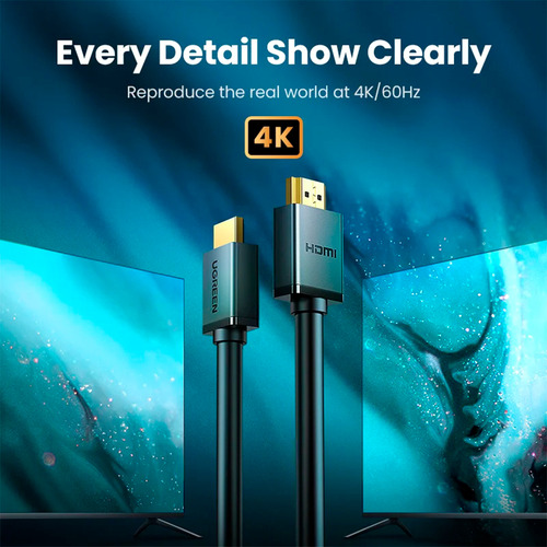 Cable Ugreen 10111 Hdmi 2.0 4k@60hz 15 Metros Hdr 3d 18 Gbps Múltiple Blindaje Calidad Premium