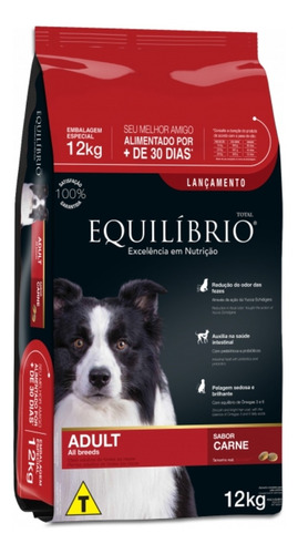 Alimento Equilíbrio Super Premium para perro adulto de raza mediana sabor carne en sobre de 12kg