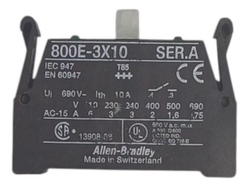Allen Bradley 800e-3x10 Bloque De Contacto (Usado)