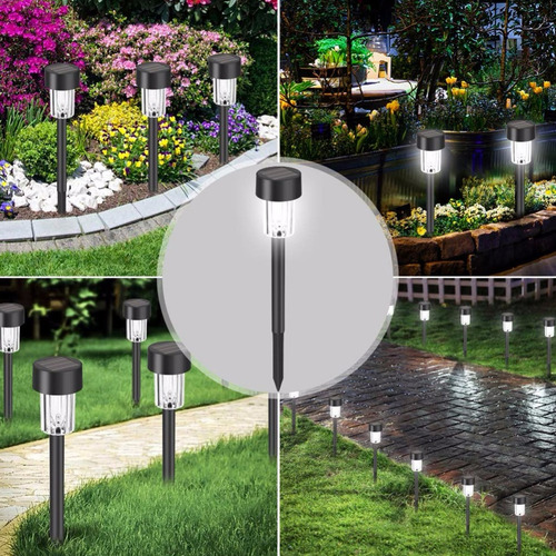 Solar Led Luminaria Acero Inoxidable Jardín 10 Piezas