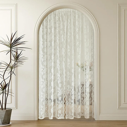 Cortina De Encaje Floral Cortina Voile Cortina 100x200cm