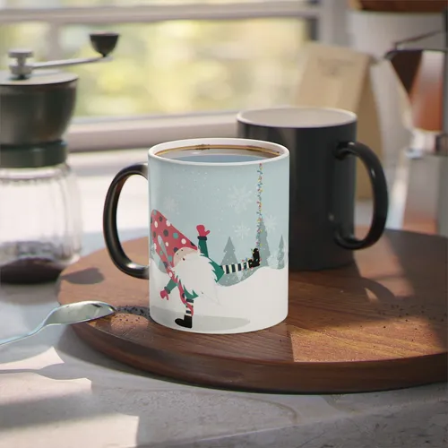 Taza Mágica Café Regalo Navidad Christmas Gnomo Bailando