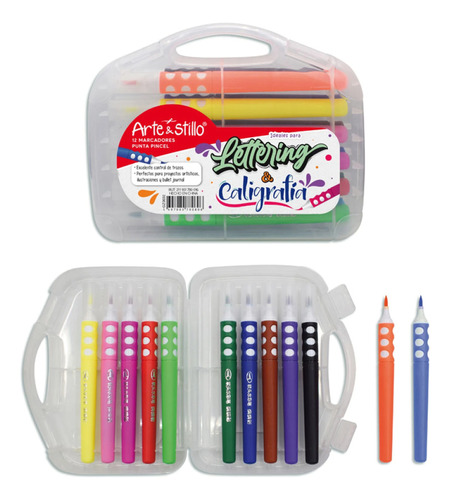 Marcadores Escolar Punta Pincel X 12 Lettering Caligrafia