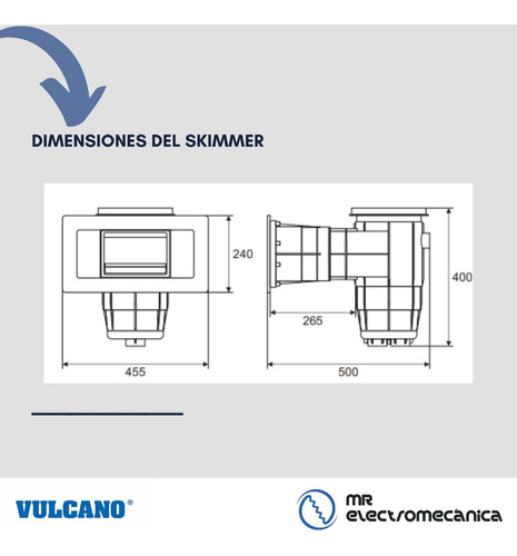 Skimmer Vulcano Grande + Toma Bombero / Pileta Hormigón