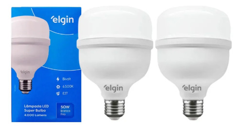 Lâmpada Super Bulbo Alta Potência Led 50w 6500k Elgin Luz Branco-frio