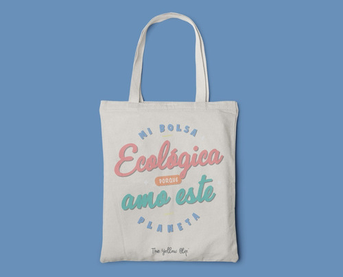 Bolsa De Algodón, Tote Bag Para Playa, Ecológica, De Tela Color Crema Diseño de la tela ECOLOGICA
