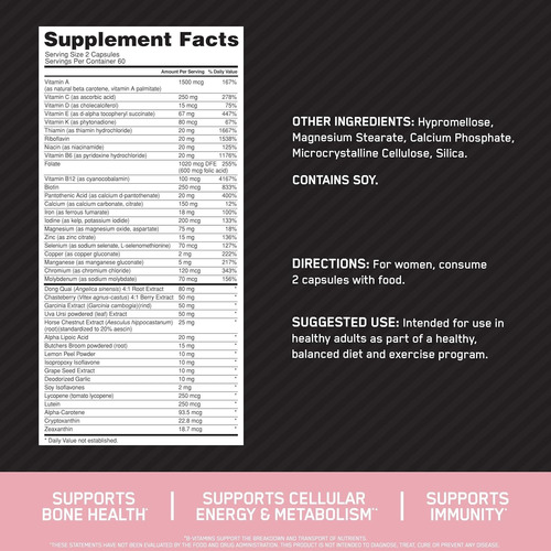 Multivitamínico Para Mujer, Opt 120 Cap Sin Sabor