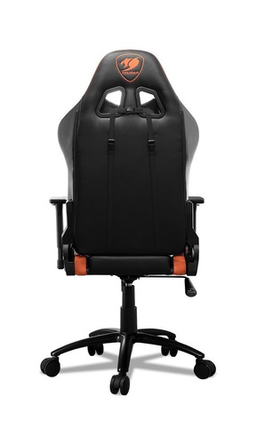 Imagen 4 de 4 de Silla de escritorio Cougar Armor pro gamer ergonómica naranja y negra con tapizado de cuero sintético y gamuza sintética