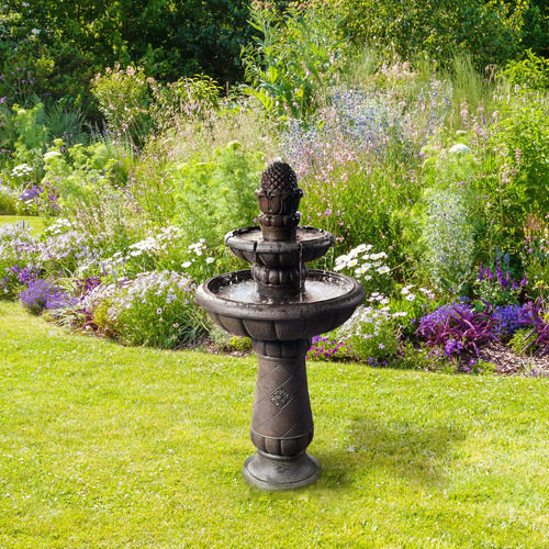 Pedestal De Piña De Lujo Con Fuente De Cascada 99 Cm Gris