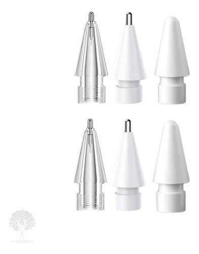 Kit Com 6 Ponta Fina Metal Compatível Com Apple Pencil 1 E 2