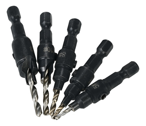 K Juego De 5 Brocas Avellanadas Hss 1/4 Hex K For