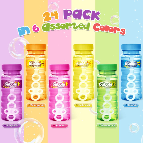Paquete 24 Botellas Burbujas Varita, Regalos Fiesta Niños, J Color