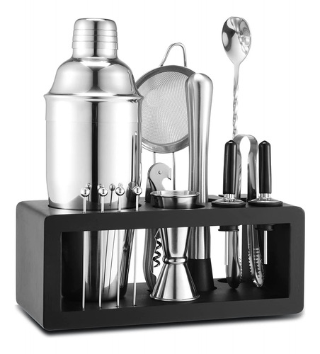 Kit De Barman De Acero Inoxidable Cocteleras Con Soporte De 