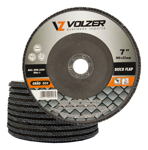 Disco Lixa Flap 7 Polegadas Volzer Grão 60