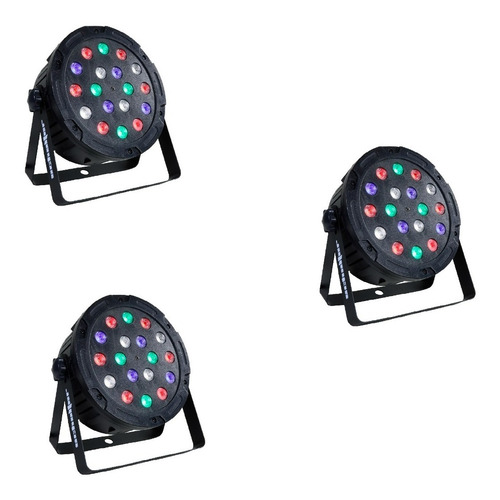Imagen 1 de 5 de Tacho Par Led 18x3 Rgb Dmx Plastificado (3 Piezas)