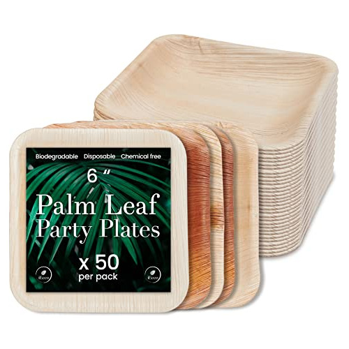 Palm Leaf Plates - Compostable And Grease Resistant 6 I...
