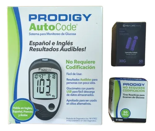 Glucómetro Prodigy Autocode Con Audio +50 Tiras Reactivas | MercadoLibre