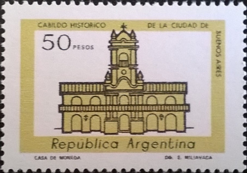 Argentina, Sello Gj 1785 Cabildo 50p Mate Fluor Mint L11572