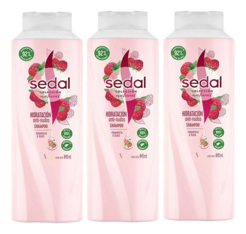 3 Shampoo Sedal Hidratación Anti Nudos 845ml