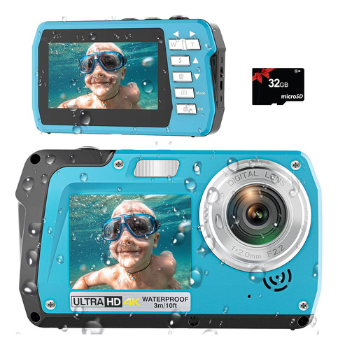 4k30fps Waterproof Camera With 32gb Card 56mp Underwater Cam