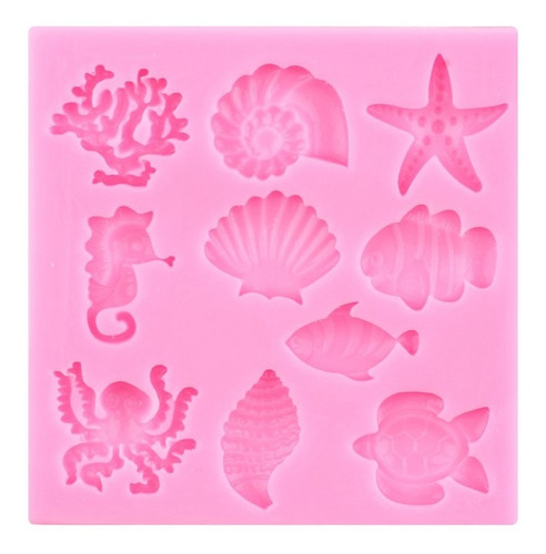 4pcs Molde De Silicona Coral Tiburón Cáscara Fondant Resina