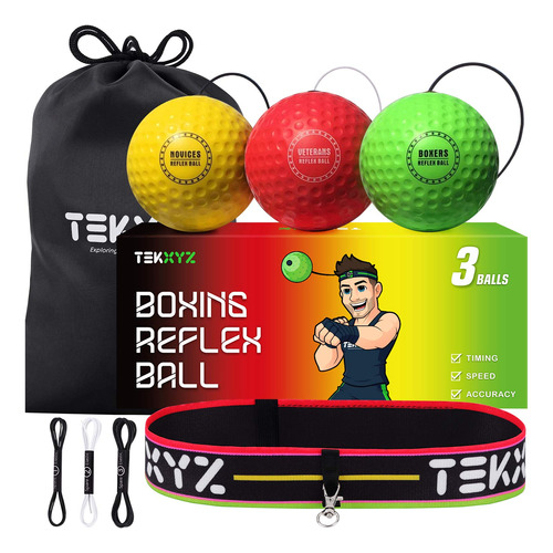 Pelota De Reflejos Para Boxeo Tekxyz, 2, 3, 4 Niveles Difer.