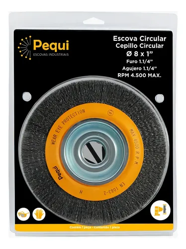 Escova Circular Ondulada Pequi 200mm X 25mm De Aço Carbono Cor Cinza-escuro