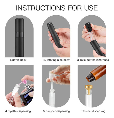 Tekson Atomizador De Perfume De Viaje 9pcs 8ml Recargable