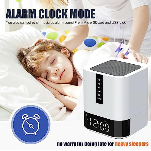 Altavoz Bluetooth Con Reloj Despertador 5 En 1, Lámpara De N