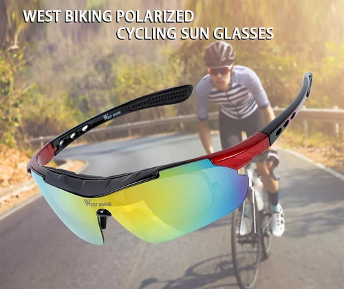 Imagen 7 de 8 de Lentes Anteojos Ciclismo Polarizados West Biking + Repuestos