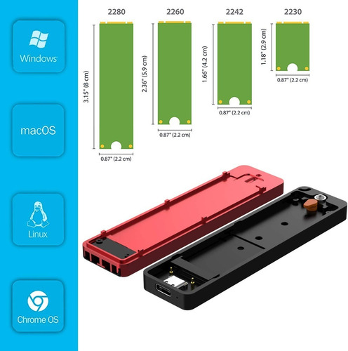 Imagen 4 de 10 de Carry Disk Case M2 Nvme Sata Ssd Usb 3.2 Cooler Fideco Reac
