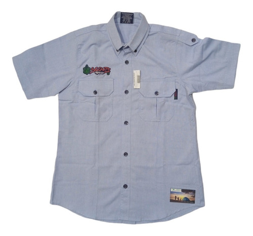 Camisola Scout Azul Oxford Hombre Manga Corta